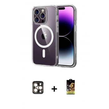 MARSİLYAN™- iPhone 16 Pro Max Kılıf Ahenk Minimal Serisi - Siyah Buffer Cam Ekran Koruyucu + PVD Metal Kamera Lens - GD