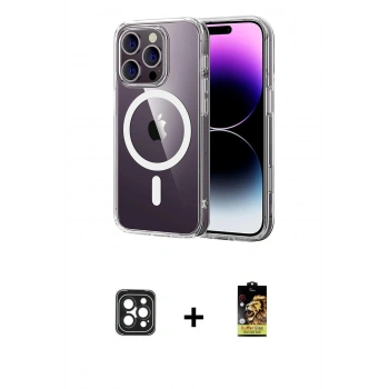 MARSİLYAN™- iPhone 16 Pro Max Kılıf Ahenk Minimal Serisi - Siyah Buffer Cam Ekran Koruyucu + PVD Metal Kamera Lens - SH