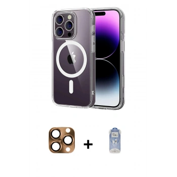 MARSİLYAN™- iPhone 16 Pro Max Kılıf Ahenk Minimal Serisi - Siyah Joko Magic 5D Cam + Pers Alüminyum Kamera Lens - CLTM