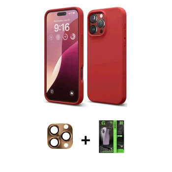 MARSİLYAN™- iPhone 16 Pro Max Kılıf Ahenk Serisi - Şeffaf 360 Full Body Arka Koruyucu + Pers Alüminyum Kamera Lens - CLTM
