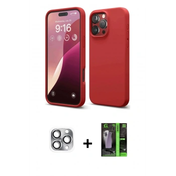 MARSİLYAN™- iPhone 16 Pro Max Kılıf Ahenk Serisi - Şeffaf 360 Full Body Arka Koruyucu + Pers Alüminyum Kamera Lens - GI