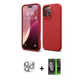 MARSİLYAN™- iPhone 16 Pro Max Kılıf Ahenk Serisi - Şeffaf 360 Full Body Arka Koruyucu + Pers Alüminyum Kamera Lens - GS