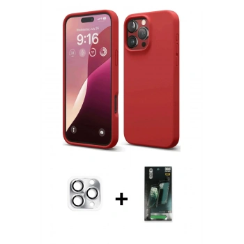 MARSİLYAN™- iPhone 16 Pro Max Kılıf Ahenk Serisi - Siyah 360 Mat Full Body Arka Koruyucu + Pers Alüminyum Kamera Lens - GS