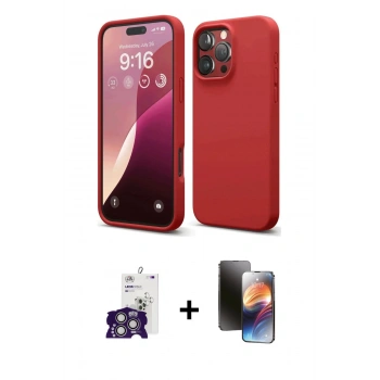 MARSİLYAN™- iPhone 16 Pro Max Kılıf Ahenk Serisi - Siyah 3D Antistatik Mat Seramik Nano Ekran Koruyucu + Bilvis Titan Kamera Lens - GS