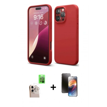 MARSİLYAN™- iPhone 16 Pro Max Kılıf Ahenk Serisi - Siyah 3D Antistatik Mat Seramik Nano Ekran Koruyucu + Raze Metal Kamera Lens - NLGY