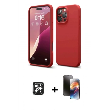 MARSİLYAN™- iPhone 16 Pro Max Kılıf Ahenk Serisi - Siyah 3D Antistatik Mat Seramik Nano Ekran Koruyucu + PVD Metal Kamera Lens - SH
