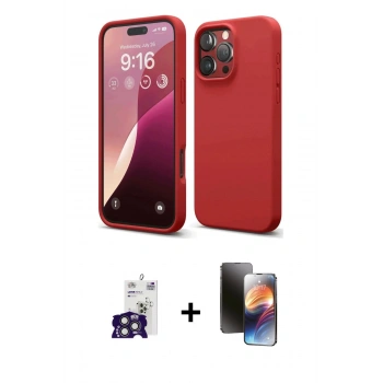 MARSİLYAN™- iPhone 16 Pro Max Kılıf Ahenk Serisi - Siyah 3D Antistatik Mat Seramik Nano Ekran Koruyucu + Bilvis Titan Kamera Lens - TMGI