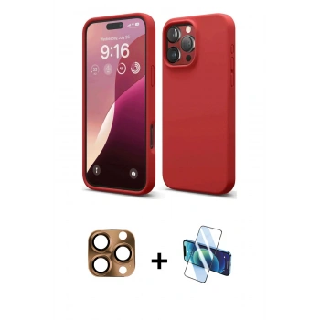 MARSİLYAN™- iPhone 16 Pro Max Kılıf Ahenk Serisi - Siyah 3D Antistatik Seramik Nano Ekran Koruyucu + Pers Alüminyum Kamera Lens - CLTM