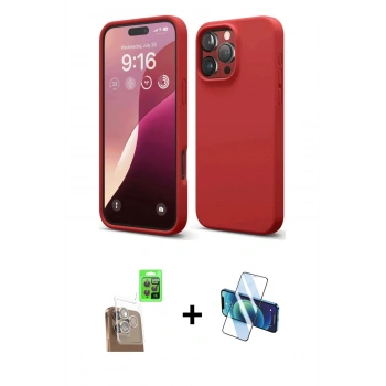 MARSİLYAN™- iPhone 16 Pro Max Kılıf Ahenk Serisi - Siyah 3D Antistatik Seramik Nano Ekran Koruyucu + Raze Metal Kamera Lens - CLTM