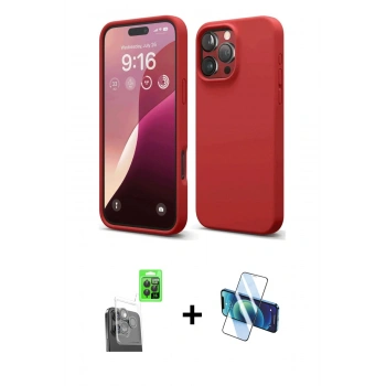 MARSİLYAN™- iPhone 16 Pro Max Kılıf Ahenk Serisi - Siyah 3D Antistatik Seramik Nano Ekran Koruyucu + Raze Metal Kamera Lens - SH