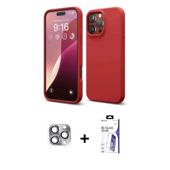 MARSİLYAN™- iPhone 16 Pro Max Kılıf Ahenk Serisi - Siyah Bilvis 3X AR HD Cam Ekran Koruyucu + Pers Alüminyum Kamera Lens - GI