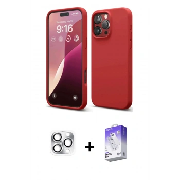 MARSİLYAN™- iPhone 16 Pro Max Kılıf Ahenk Serisi - Siyah Bilvis 5in1 3D Magic Cam Ekran Koruyucu + Pers Alüminyum Kamera Lens - GS