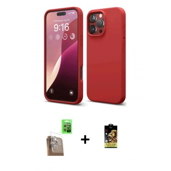 MARSİLYAN™- iPhone 16 Pro Max Kılıf Ahenk Serisi - Siyah Buffer Cam Ekran Koruyucu + Raze Metal Kamera Lens - CLTM