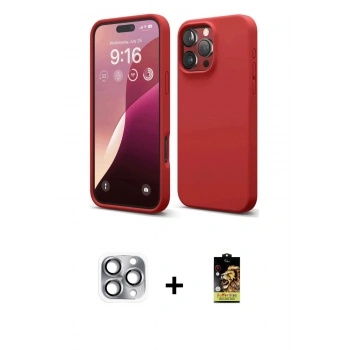 MARSİLYAN™- iPhone 16 Pro Max Kılıf Ahenk Serisi - Siyah Buffer Cam Ekran Koruyucu + Pers Alüminyum Kamera Lens - GI
