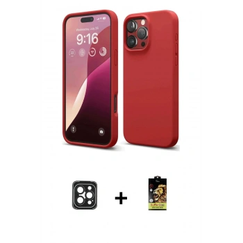MARSİLYAN™- iPhone 16 Pro Max Kılıf Ahenk Serisi - Siyah Buffer Cam Ekran Koruyucu + PVD Metal Kamera Lens - SH