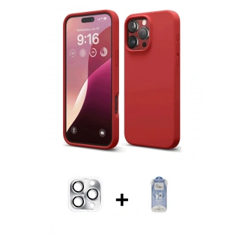 MARSİLYAN™- iPhone 16 Pro Max Kılıf Ahenk Serisi - Siyah Joko Magic 5D Cam + Pers Alüminyum Kamera Lens - GS