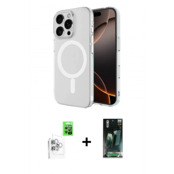 MARSİLYAN™- iPhone 16 Pro Max Kılıf Ahenk Yansıma Prime - Siyah 360 Mat Full Body Arka Koruyucu + Raze Metal Kamera Lens - BZ