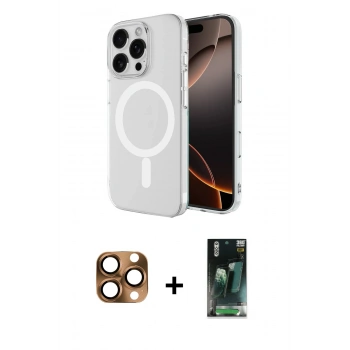MARSİLYAN™- iPhone 16 Pro Max Kılıf Ahenk Yansıma Prime - Siyah 360 Mat Full Body Arka Koruyucu + Pers Alüminyum Kamera Lens - CLTM