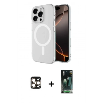 MARSİLYAN™- iPhone 16 Pro Max Kılıf Ahenk Yansıma Prime - Siyah 360 Mat Full Body Arka Koruyucu + PVD Metal Kamera Lens - GD