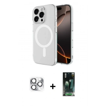 MARSİLYAN™- iPhone 16 Pro Max Kılıf Ahenk Yansıma Prime - Siyah 360 Mat Full Body Arka Koruyucu + Pers Alüminyum Kamera Lens - GS