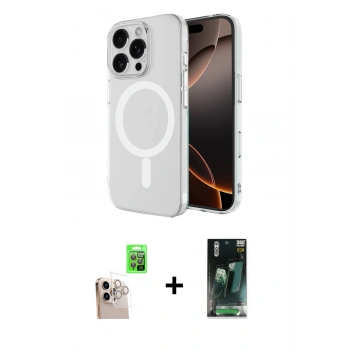 MARSİLYAN™- iPhone 16 Pro Max Kılıf Ahenk Yansıma Prime - Siyah 360 Mat Full Body Arka Koruyucu + Raze Metal Kamera Lens - NLGY