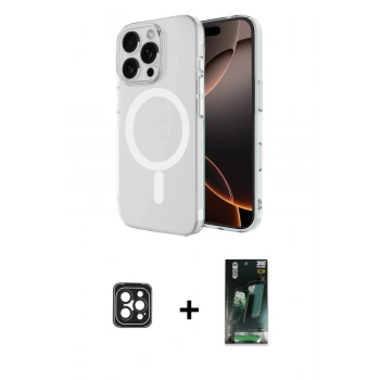MARSİLYAN™- iPhone 16 Pro Max Kılıf Ahenk Yansıma Prime - Siyah 360 Mat Full Body Arka Koruyucu + PVD Metal Kamera Lens - SH
