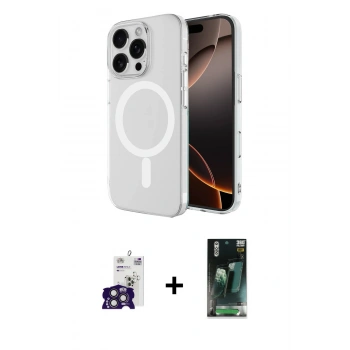 MARSİLYAN™- iPhone 16 Pro Max Kılıf Ahenk Yansıma Prime - Siyah 360 Mat Full Body Arka Koruyucu + Bilvis Titan Kamera Lens - TMGI