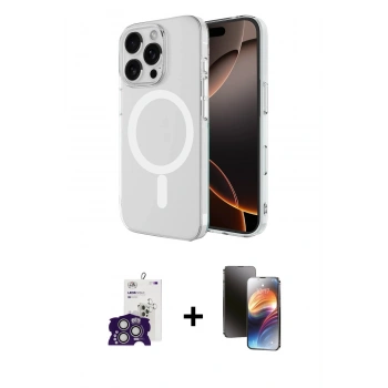 MARSİLYAN™- iPhone 16 Pro Max Kılıf Ahenk Yansıma Prime - Siyah 3D Antistatik Mat Seramik Nano Ekran Koruyucu + Bilvis Titan Kamera Lens - GS