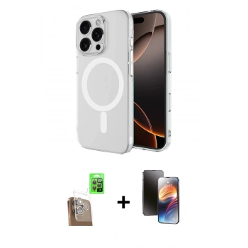 MARSİLYAN™- iPhone 16 Pro Max Kılıf Ahenk Yansıma Prime - Siyah 3D Antistatik Mat Seramik Nano Ekran Koruyucu + Raze Metal Kamera Lens - CLTM