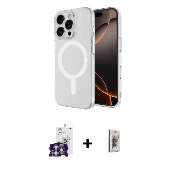 MARSİLYAN™- iPhone 16 Pro Max Kılıf Ahenk Yansıma Prime - Siyah Bilvis 3D Cam Ekran Koruyucu + Bilvis Titan Kamera Lens - GS
