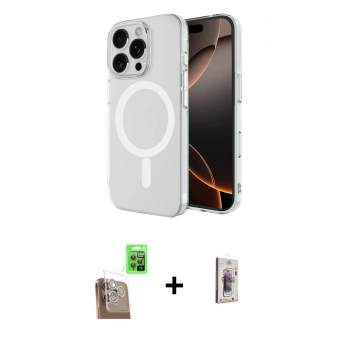 MARSİLYAN™- iPhone 16 Pro Max Kılıf Ahenk Yansıma Prime - Siyah Bilvis 3D Cam Ekran Koruyucu + Raze Metal Kamera Lens - CLTM