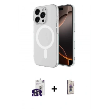 MARSİLYAN™- iPhone 16 Pro Max Kılıf Ahenk Yansıma Prime - Siyah Bilvis 3D Cam Ekran Koruyucu + Bilvis Titan Kamera Lens - TMGI