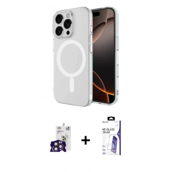MARSİLYAN™- iPhone 16 Pro Max Kılıf Ahenk Yansıma Prime - Siyah Bilvis 3X AR HD Cam Ekran Koruyucu + Bilvis Titan Kamera Lens - TMGI