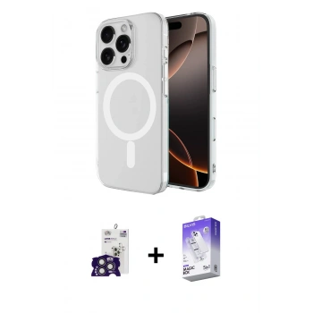 MARSİLYAN™- iPhone 16 Pro Max Kılıf Ahenk Yansıma Prime - Siyah Bilvis 5in1 3D Magic Cam Ekran Koruyucu + Bilvis Titan Kamera Lens - TMGI