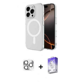MARSİLYAN™- iPhone 16 Pro Max Kılıf Ahenk Yansıma Prime - Siyah Bilvis 5in1 3D Magic Cam Ekran Koruyucu + Pers Alüminyum Kamera Lens - GS