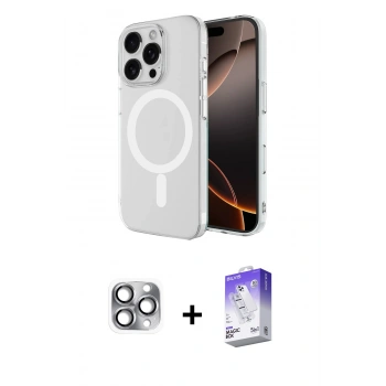 MARSİLYAN™- iPhone 16 Pro Max Kılıf Ahenk Yansıma Prime - Siyah Bilvis 5in1 3D Magic Cam Ekran Koruyucu + Pers Alüminyum Kamera Lens - GI