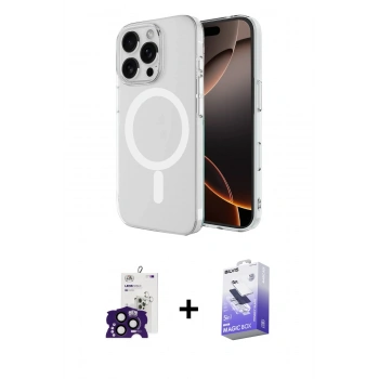 MARSİLYAN™- iPhone 16 Pro Max Kılıf Ahenk Yansıma Prime - Siyah Bilvis 5in1 5D Magic Hayalet Cam Ekran Koruyucu + Bilvis Titan Kamera Lens - SH