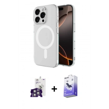 MARSİLYAN™- iPhone 16 Pro Max Kılıf Ahenk Yansıma Prime - Siyah Bilvis 5in1 5D Magic Hayalet Cam Ekran Koruyucu + Bilvis Titan Kamera Lens - GS
