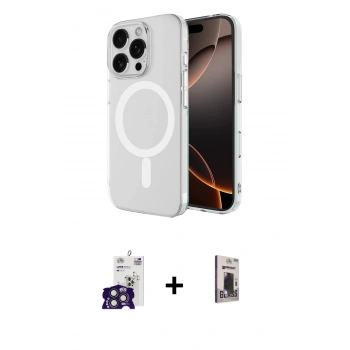 MARSİLYAN™- iPhone 16 Pro Max Kılıf Ahenk Yansıma Prime - Siyah Bilvis Hayalet Cam Ekran Koruyucu + Bilvis Titan Kamera Lens - TMGI