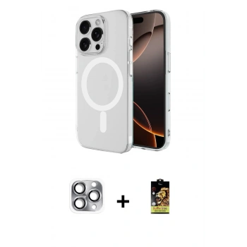 MARSİLYAN™- iPhone 16 Pro Max Kılıf Ahenk Yansıma Prime - Siyah Buffer Cam Ekran Koruyucu + Pers Alüminyum Kamera Lens - GI
