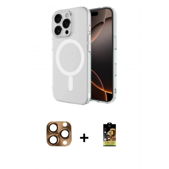 MARSİLYAN™- iPhone 16 Pro Max Kılıf Ahenk Yansıma Prime - Siyah Buffer Cam Ekran Koruyucu + Pers Alüminyum Kamera Lens - CLTM