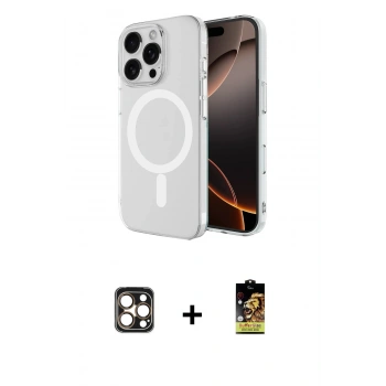 MARSİLYAN™- iPhone 16 Pro Max Kılıf Ahenk Yansıma Prime - Siyah Buffer Cam Ekran Koruyucu + PVD Metal Kamera Lens - GD
