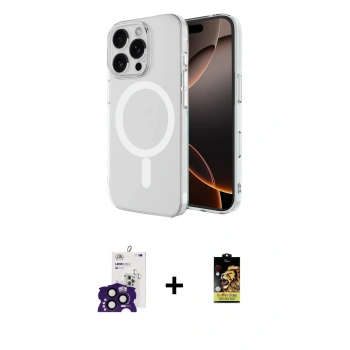 MARSİLYAN™- iPhone 16 Pro Max Kılıf Ahenk Yansıma Prime - Siyah Buffer Cam Ekran Koruyucu + Bilvis Titan Kamera Lens - SH