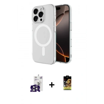 MARSİLYAN™- iPhone 16 Pro Max Kılıf Ahenk Yansıma Prime - Siyah Buffer Cam Ekran Koruyucu + Bilvis Titan Kamera Lens - TMGI