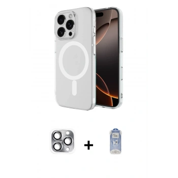 MARSİLYAN™- iPhone 16 Pro Max Kılıf Ahenk Yansıma Prime - Siyah Joko Magic 5D Cam + Pers Alüminyum Kamera Lens - GI