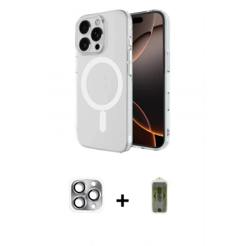 MARSİLYAN™- iPhone 16 Pro Max Kılıf Ahenk Yansıma Prime - Siyah Joko Magic 5D Hayalet Cam + Pers Alüminyum Kamera Lens - GI