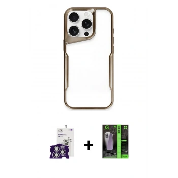MARSİLYAN™- iPhone 16 Pro Max Kılıf Akış Çizgi Koleksiyonu - Şeffaf 360 Full Body Arka Koruyucu + Bilvis Titan Kamera Lens - GS