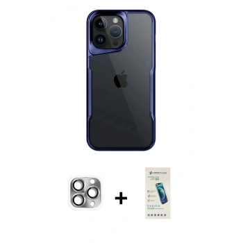 MARSİLYAN™- iPhone 16 Pro Max Kılıf Akış Çizgi Koleksiyonu - Şeffaf Pasifik Cam Ekran Koruyucu + Pers Alüminyum Kamera Lens - GI