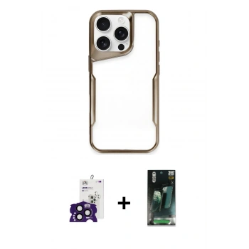 MARSİLYAN™- iPhone 16 Pro Max Kılıf Akış Çizgi Koleksiyonu - Siyah 360 Mat Full Body Arka Koruyucu + Bilvis Titan Kamera Lens - SH