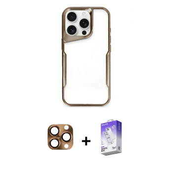 MARSİLYAN™- iPhone 16 Pro Max Kılıf Akış Çizgi Koleksiyonu - Siyah Bilvis 5in1 3D Magic Cam Ekran Koruyucu + Pers Alüminyum Kamera Lens - CLTM